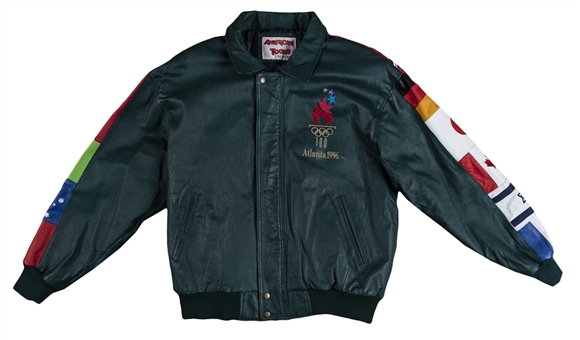 1996 USA Mens Olympic Basketball Team Signed Leather Olympic Jacket From Jerry Sloans Personal Collection (Beckett)